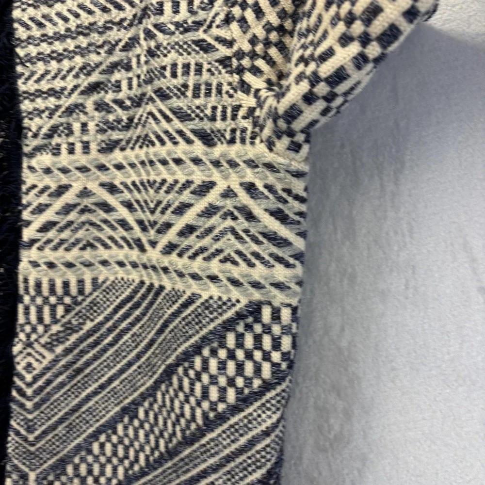 Lucky Brand Geometric Fringe Knit Coatigan‎ Jacket Womens Large Blue Boho Tribal